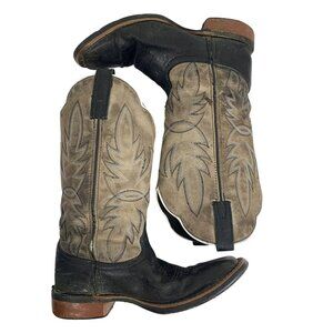 Laredo Mens Isaac 7910 Black Gray Leather Cowboy Western Boots SZ 7.5D FLAWS